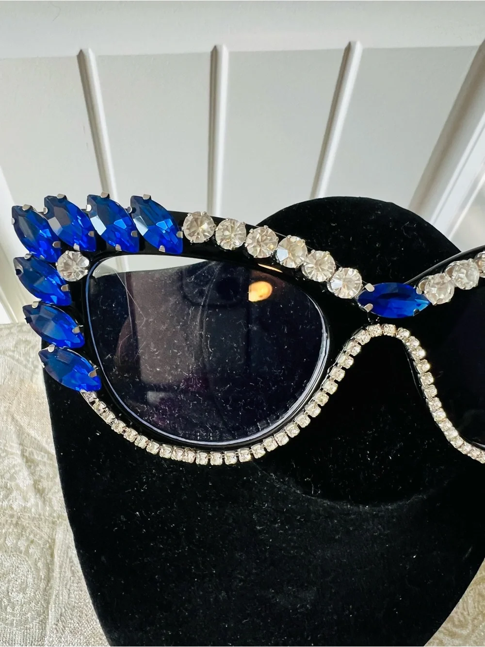 Embellished Cat Eye Readerswith Blue Crystal Accents